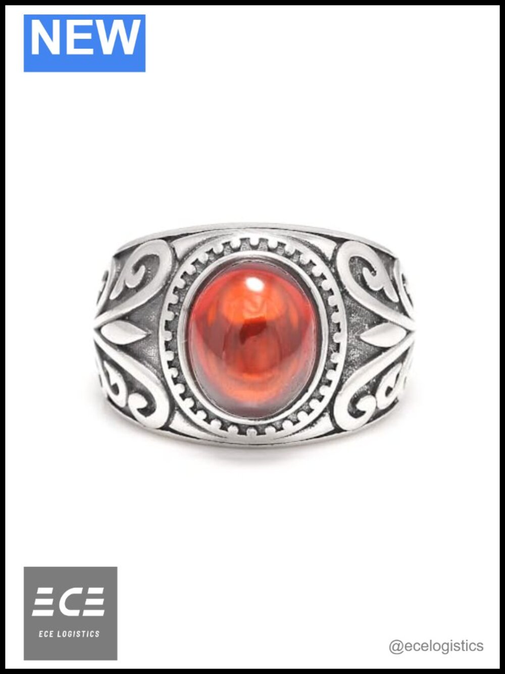 Sterling Silver Turkish Ring Natural Garnet Onyx Handmade Vintage Gift